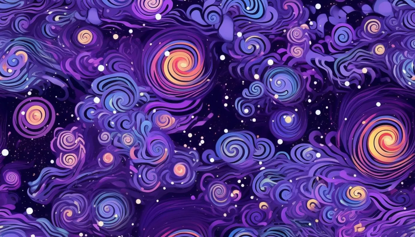 Swirling patterns of purple and gold light