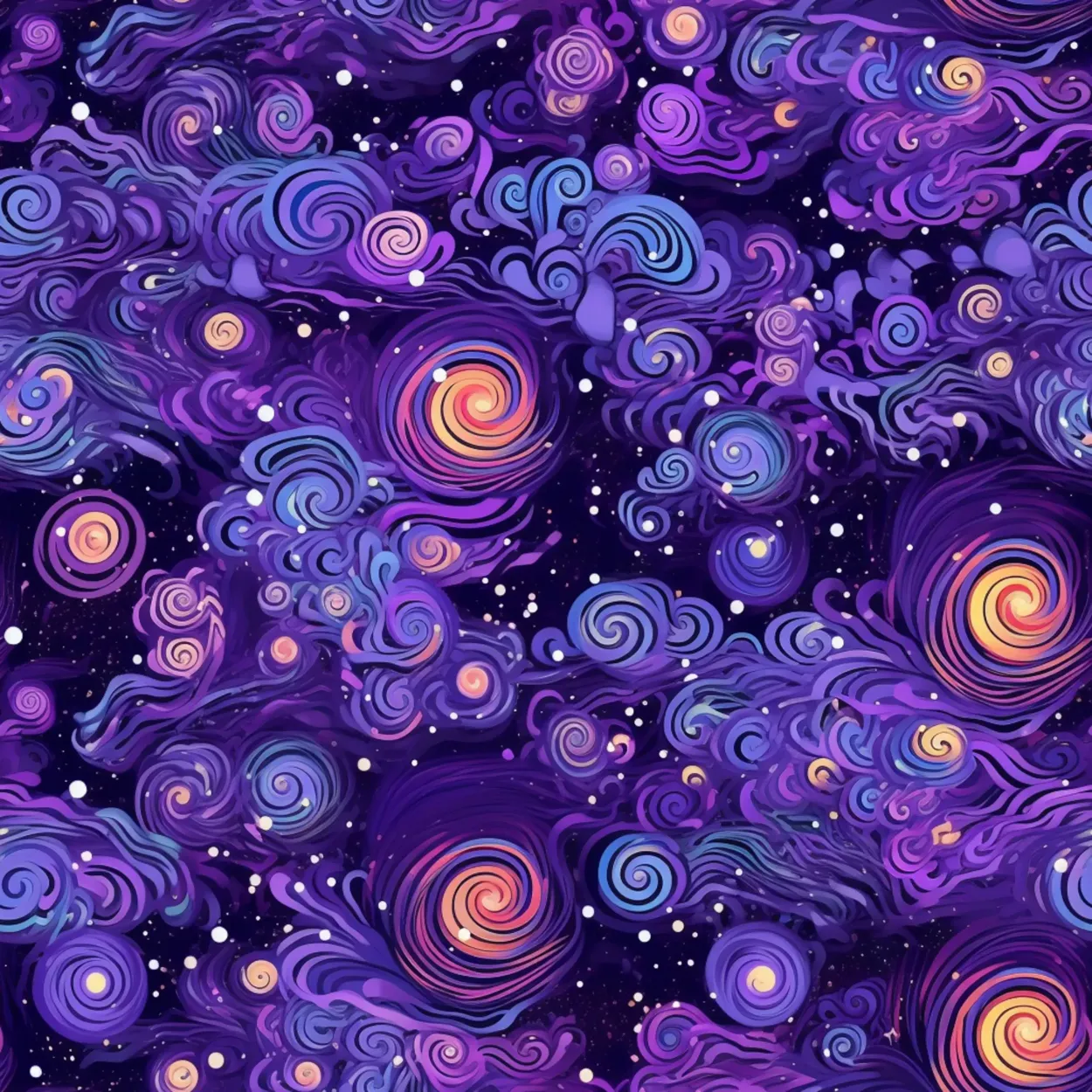 Swirling patterns of purple and gold light